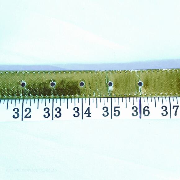 Metallic Olive Green Belt Womens Medium Waist Textured Pattern - Picture 11 of 12